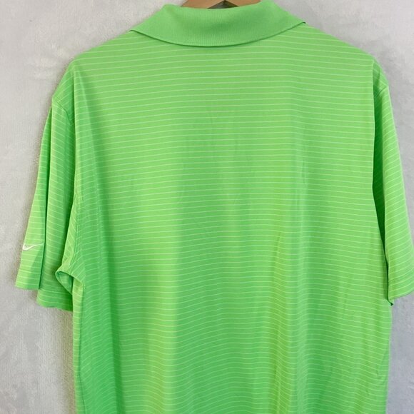 Men's Nike Golf tour performance Neon Green White Stripe Polo shirt Size L - Picture 7 of 11